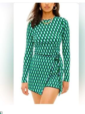 Diane Von Furstenberg Green, Teal & Black Geometric skort